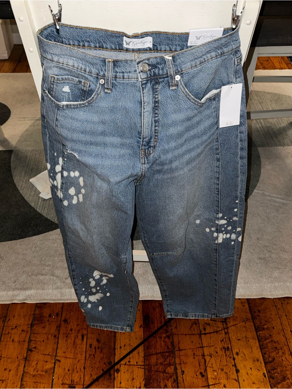 Jessica Simpson Blue Distressed Paint-Splash Jeans